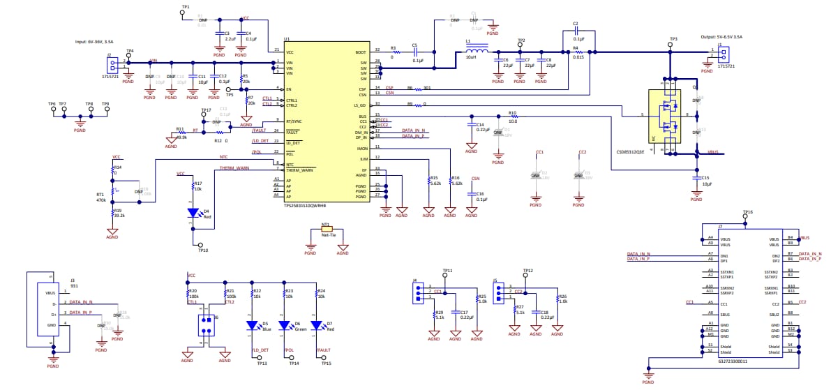 回路図 - Texas Instruments TPS25831Q1EVM-062評価モジュール